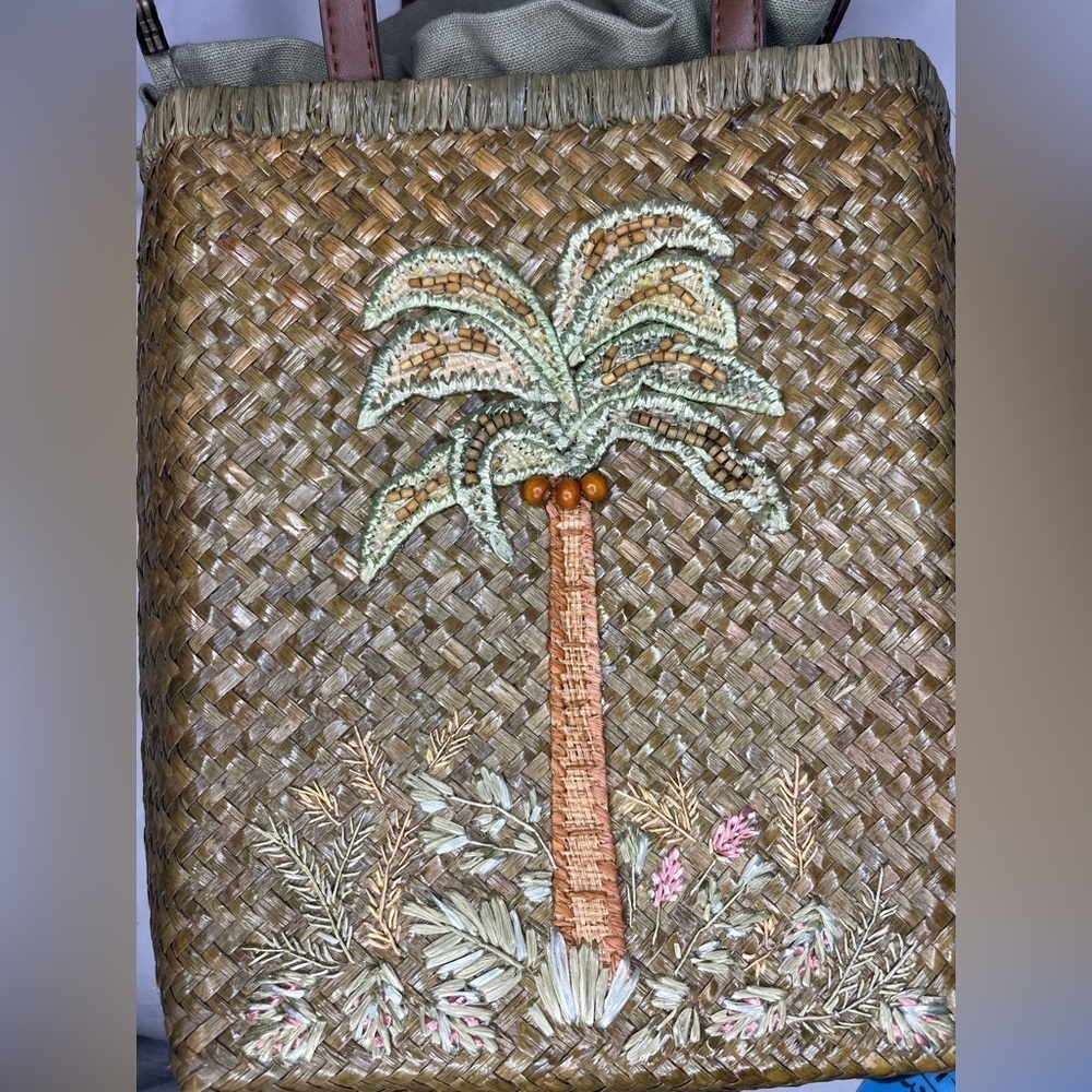 Cappelli Straworld STRAW Wooden Painted Beaded Tote Purse Shoulder Bag - Picture 12 of 12